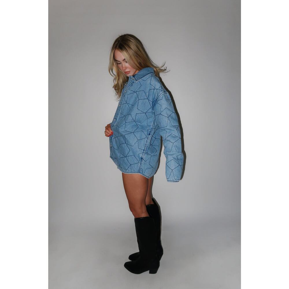 pistola Light Blue Geometric Denim Jacket